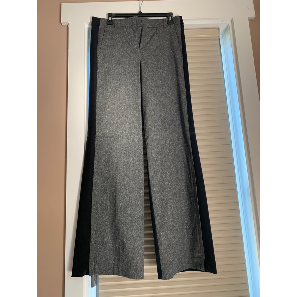 French Connection wide leg tuxedo pants.  Gray and black.  Size US 6